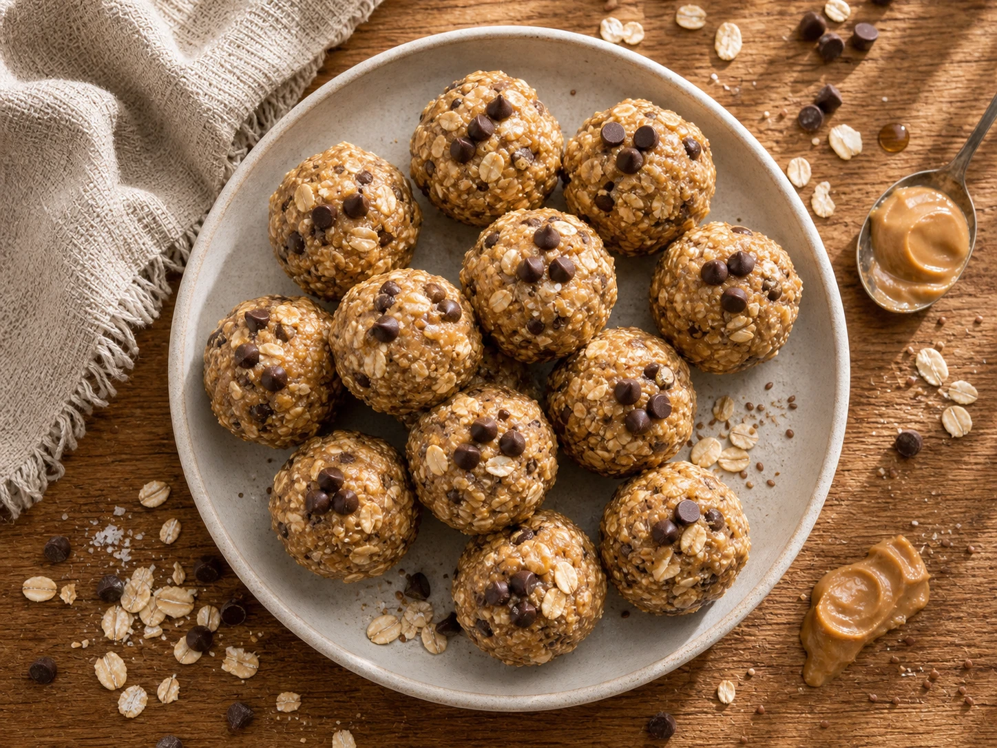 Peanut Butter Chocolate Oat Bites aerial view