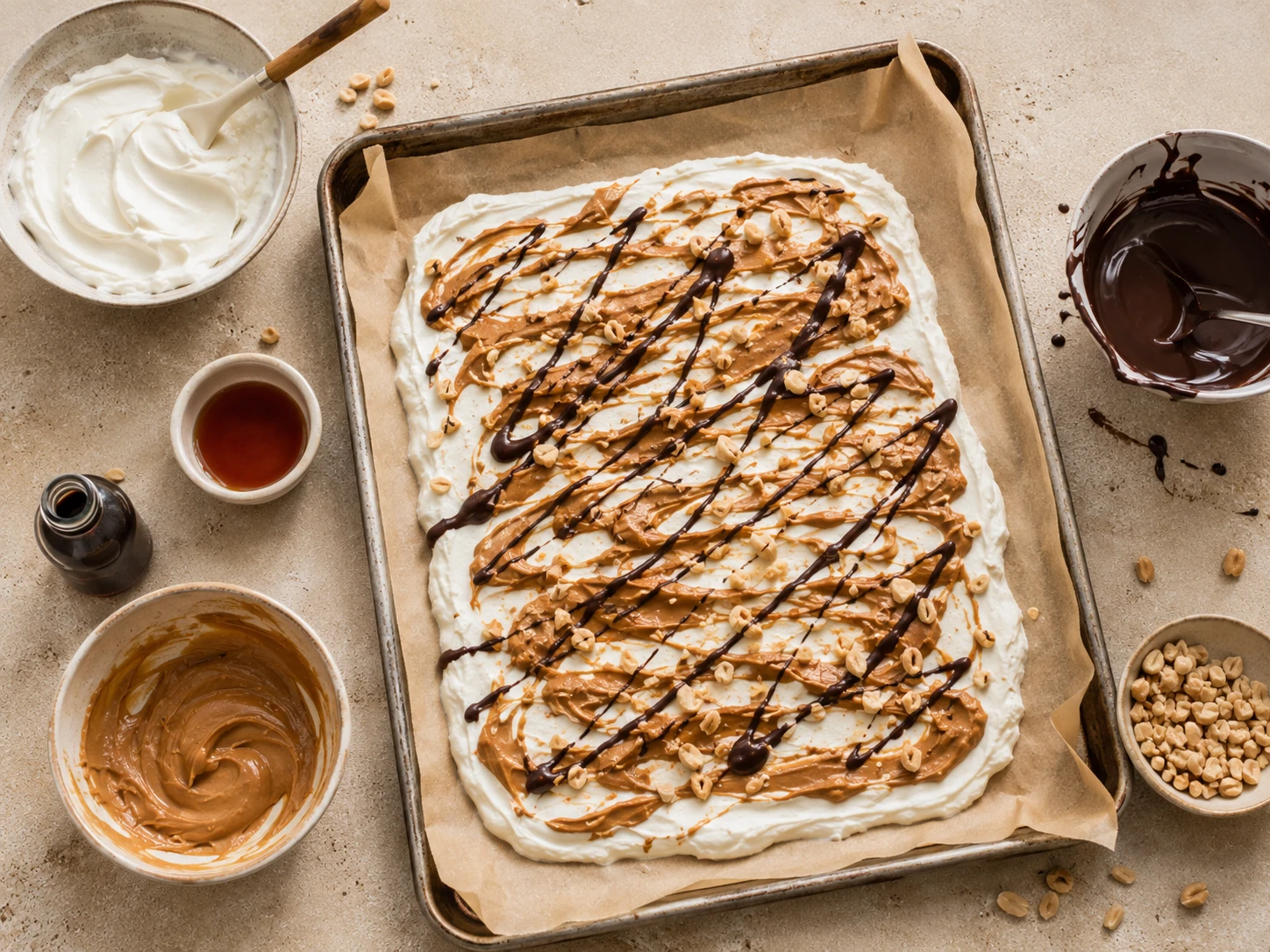Peanut Butter Greek Yogurt Bark preparation