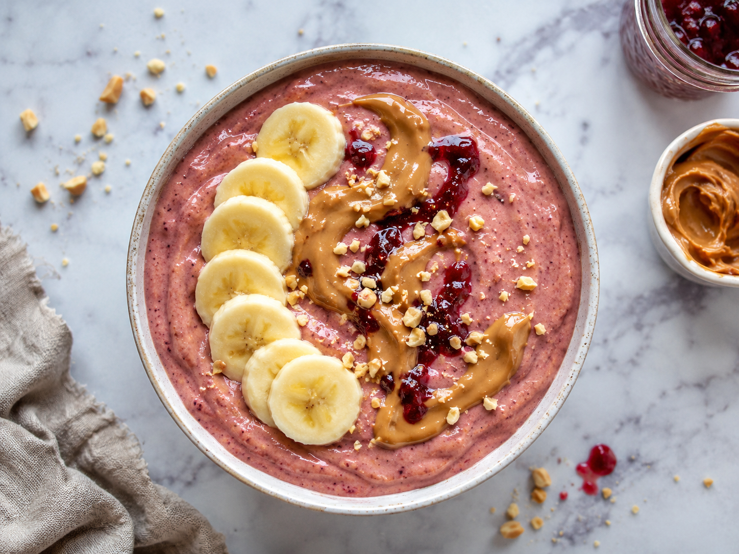 Peanut Butter Jelly Smoothie Bowl