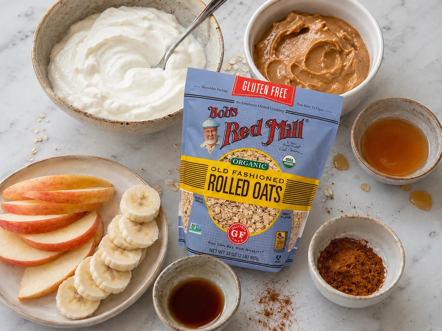 Peanut Butter Oat Yogurt Dip preparation