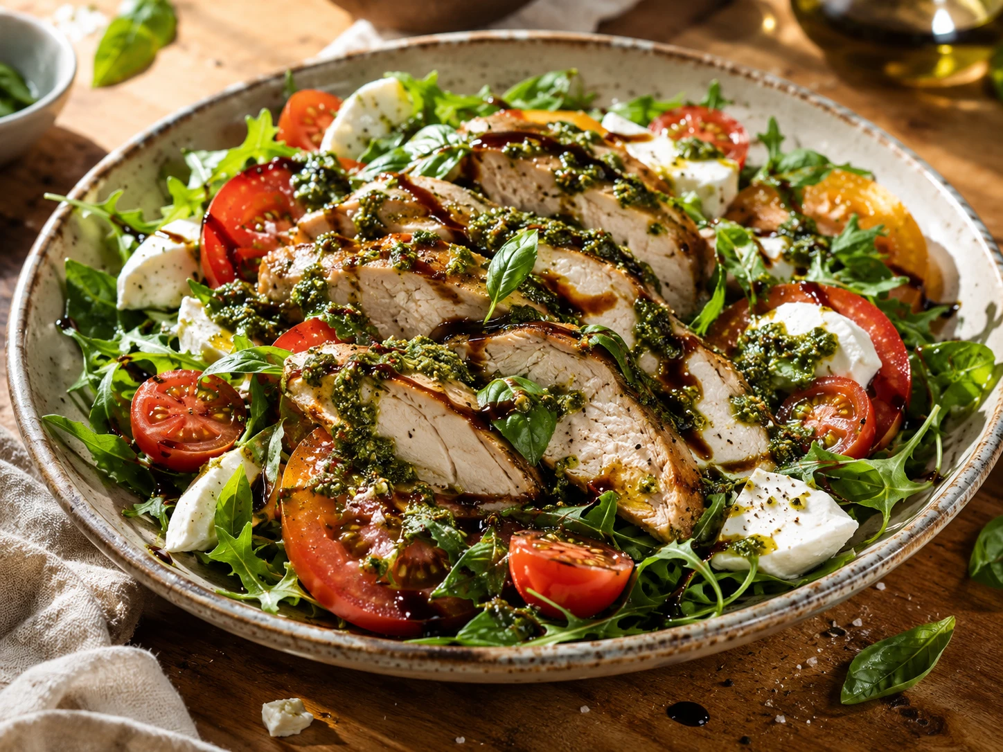 Pesto Chicken Caprese Salad