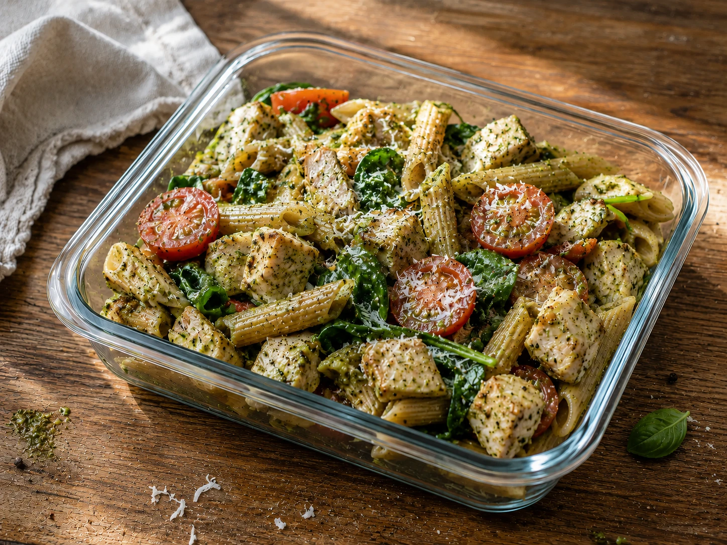 Pesto Chicken Pasta Meal Prep