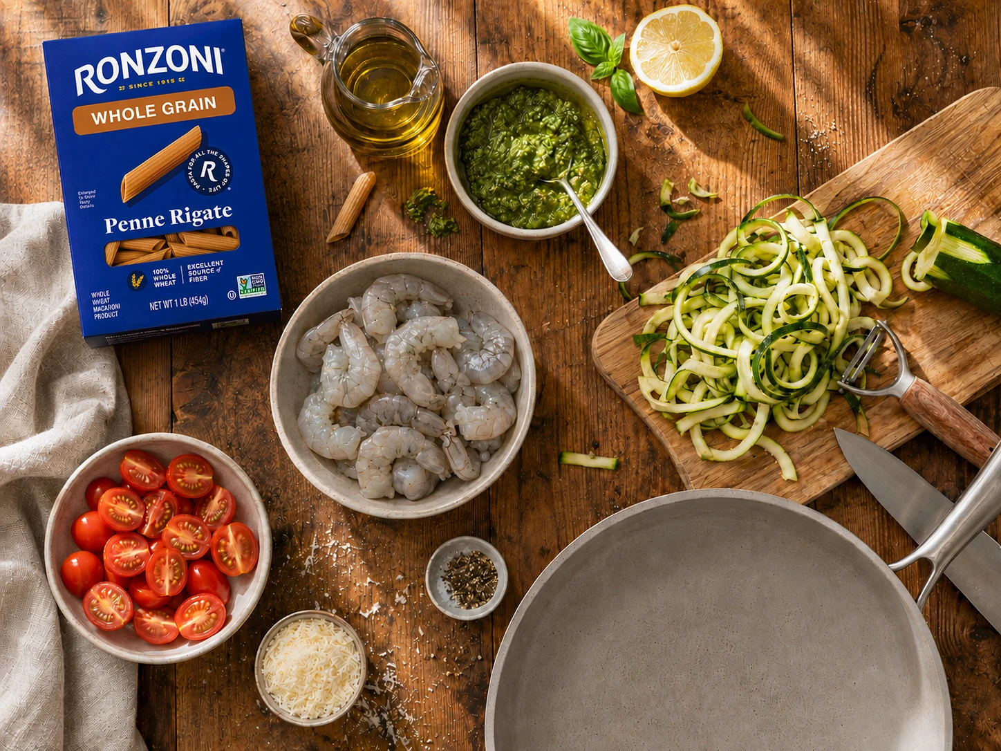 Pesto Shrimp Zucchini Pasta Bowl extra view