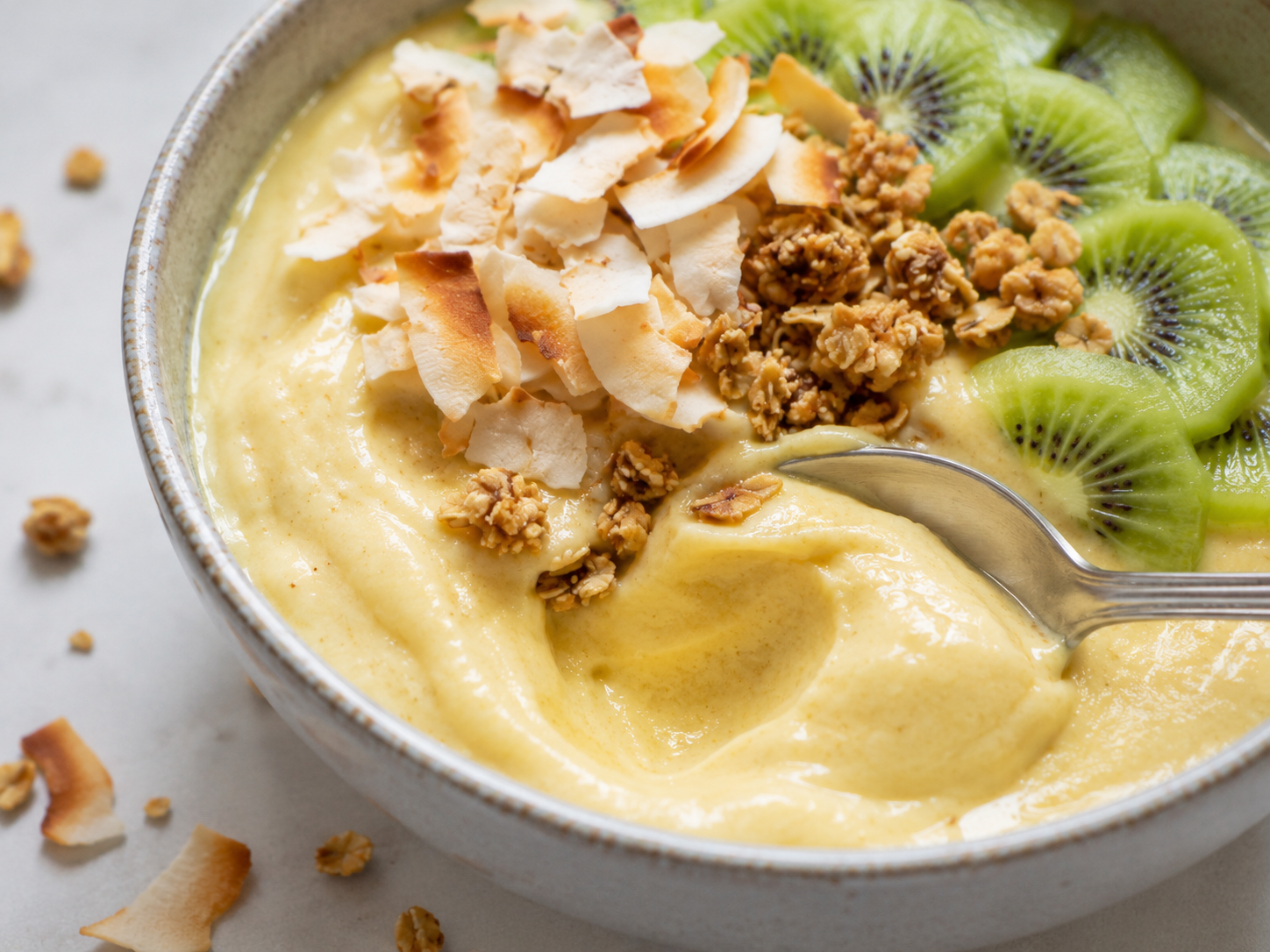 Pineapple Coconut Smoothie Bowl close up