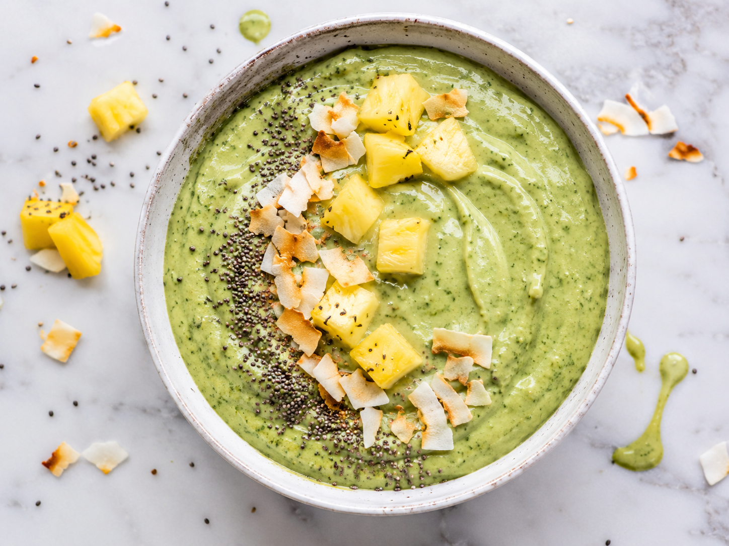 Pineapple Spinach Protein Smoothie Bowl
