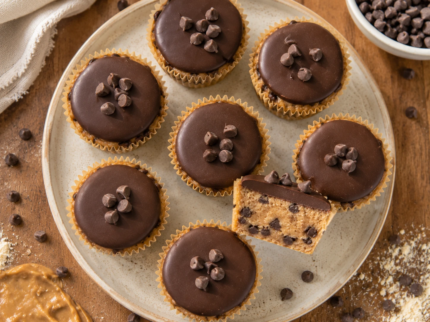 Protein Cookie Dough Cups aerial view