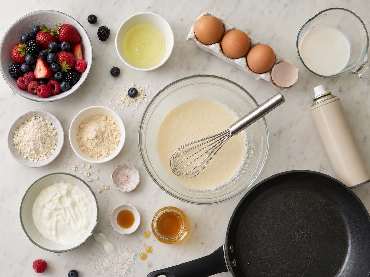 Protein Crepes with Berries preparation