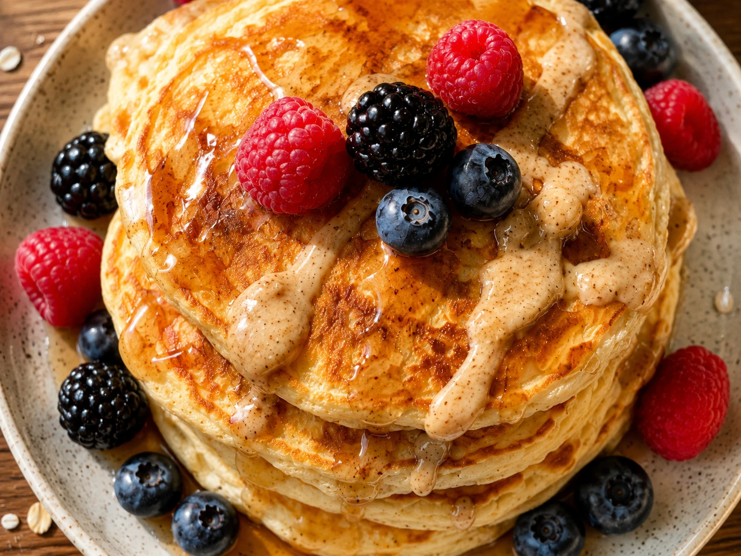 Fluffy Protein Pancakes aerial view