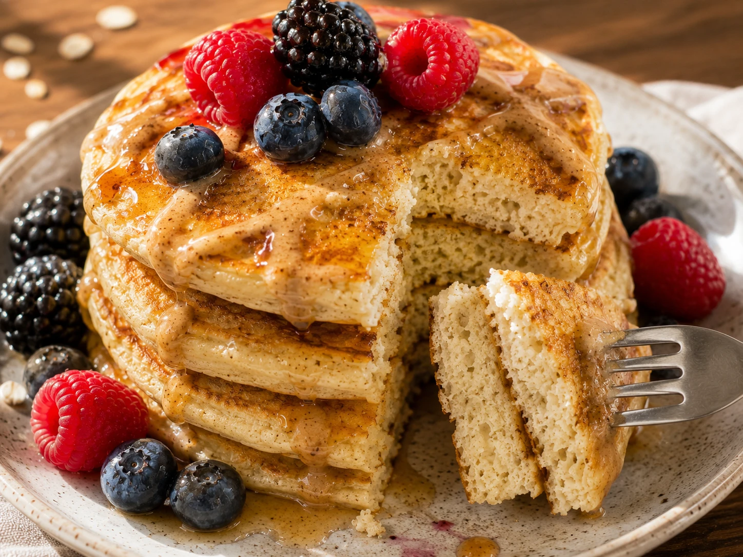 Fluffy Protein Pancakes close up