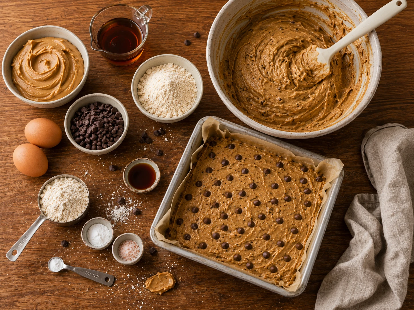 Protein Peanut Butter Blondies preparation