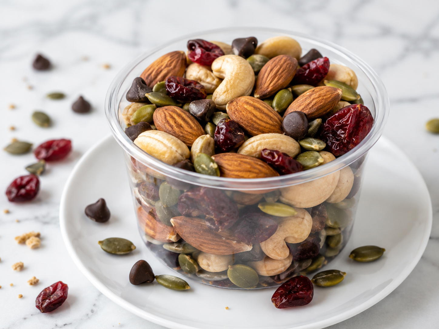Protein Trail Mix Snack Cups close up