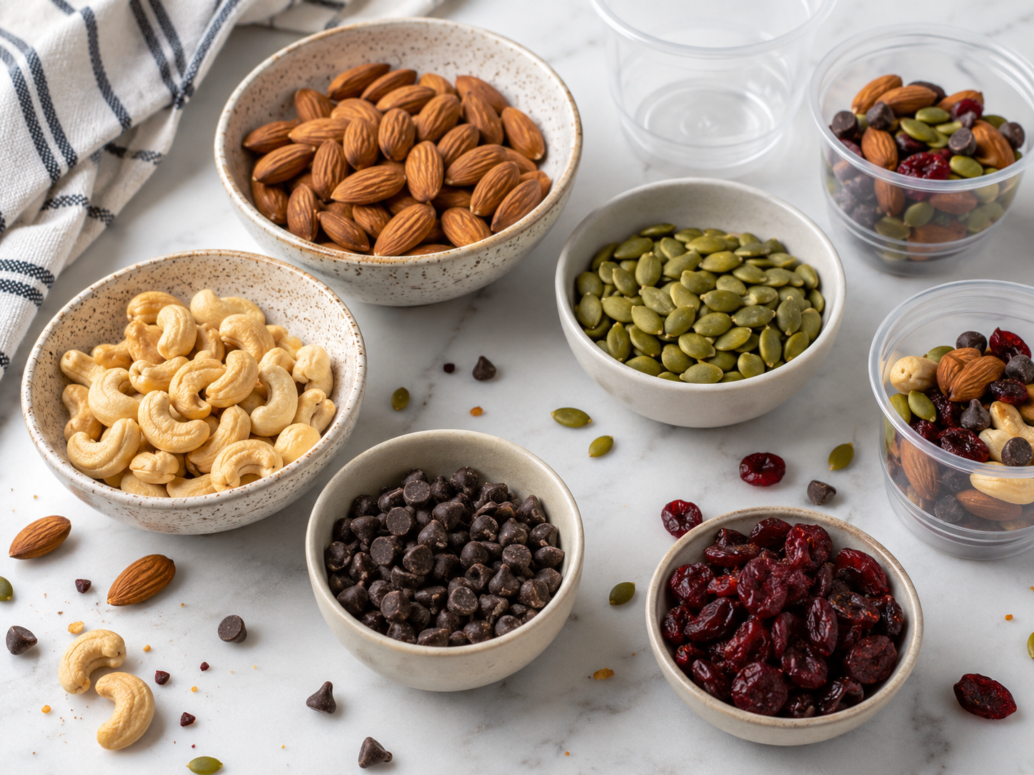 Protein Trail Mix Snack Cups preparation