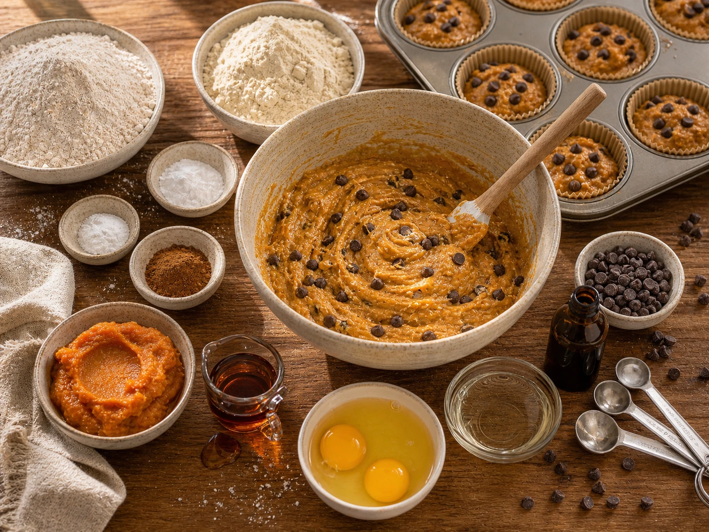 Pumpkin Spice Protein Muffins preparation