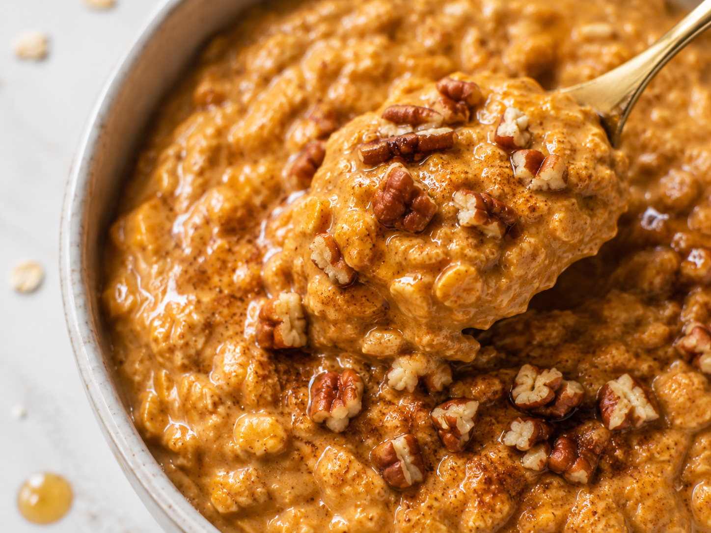 Pumpkin Spice Protein Oats close up