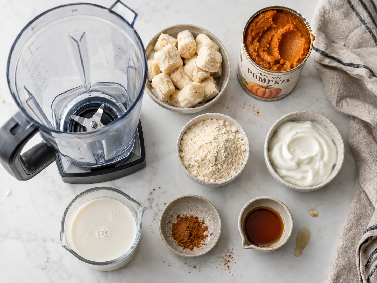 Pumpkin Spice Protein Smoothie Bowl preparation