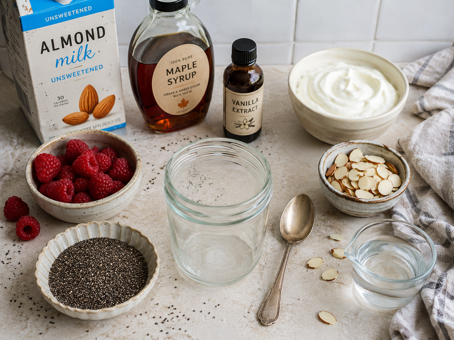 Raspberry Vanilla Chia Pudding preparation