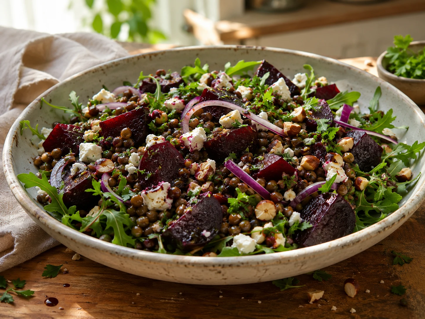 Roasted Beet, Lentil & Feta Salad