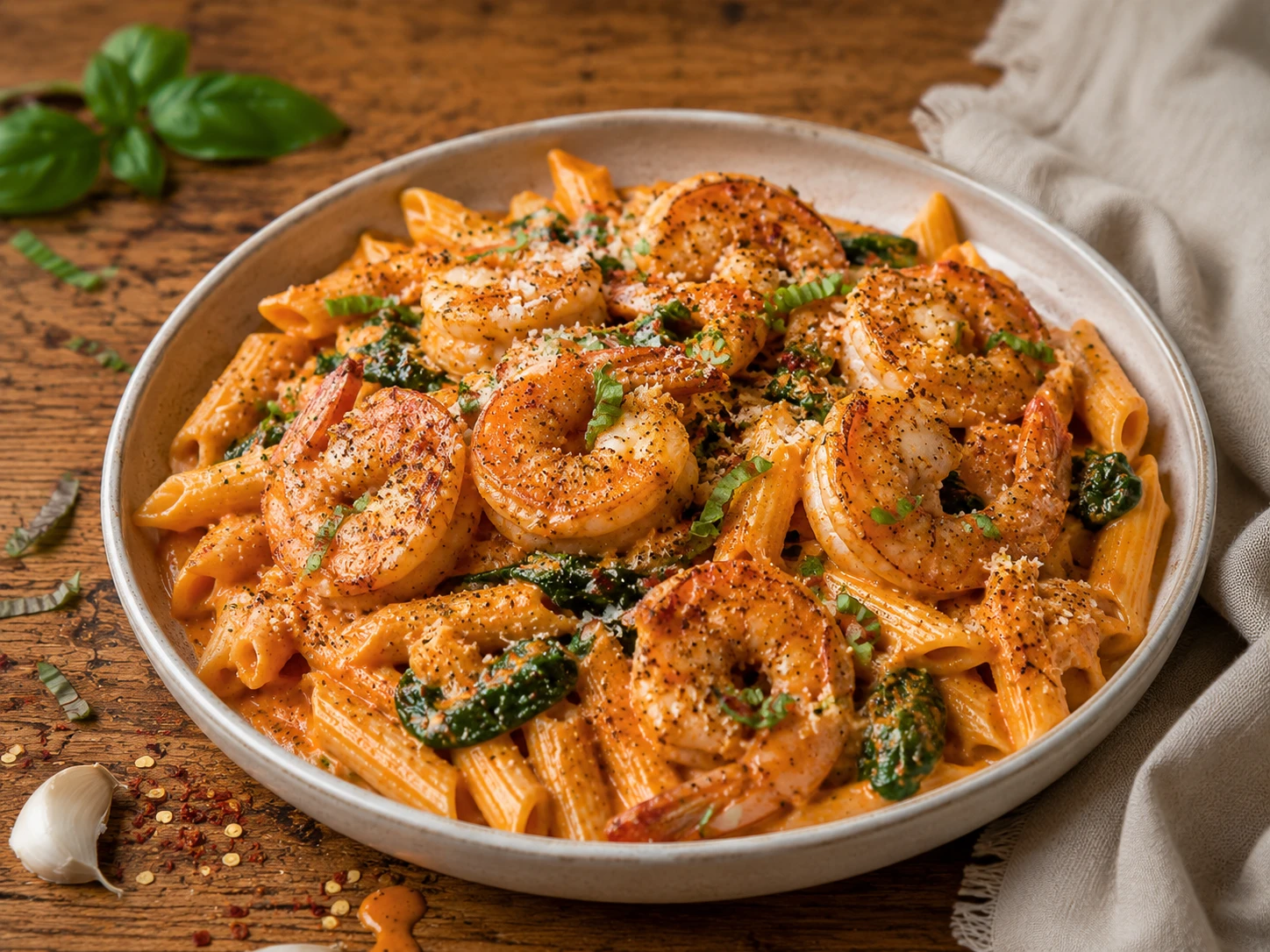Roasted Red Pepper Shrimp Pasta