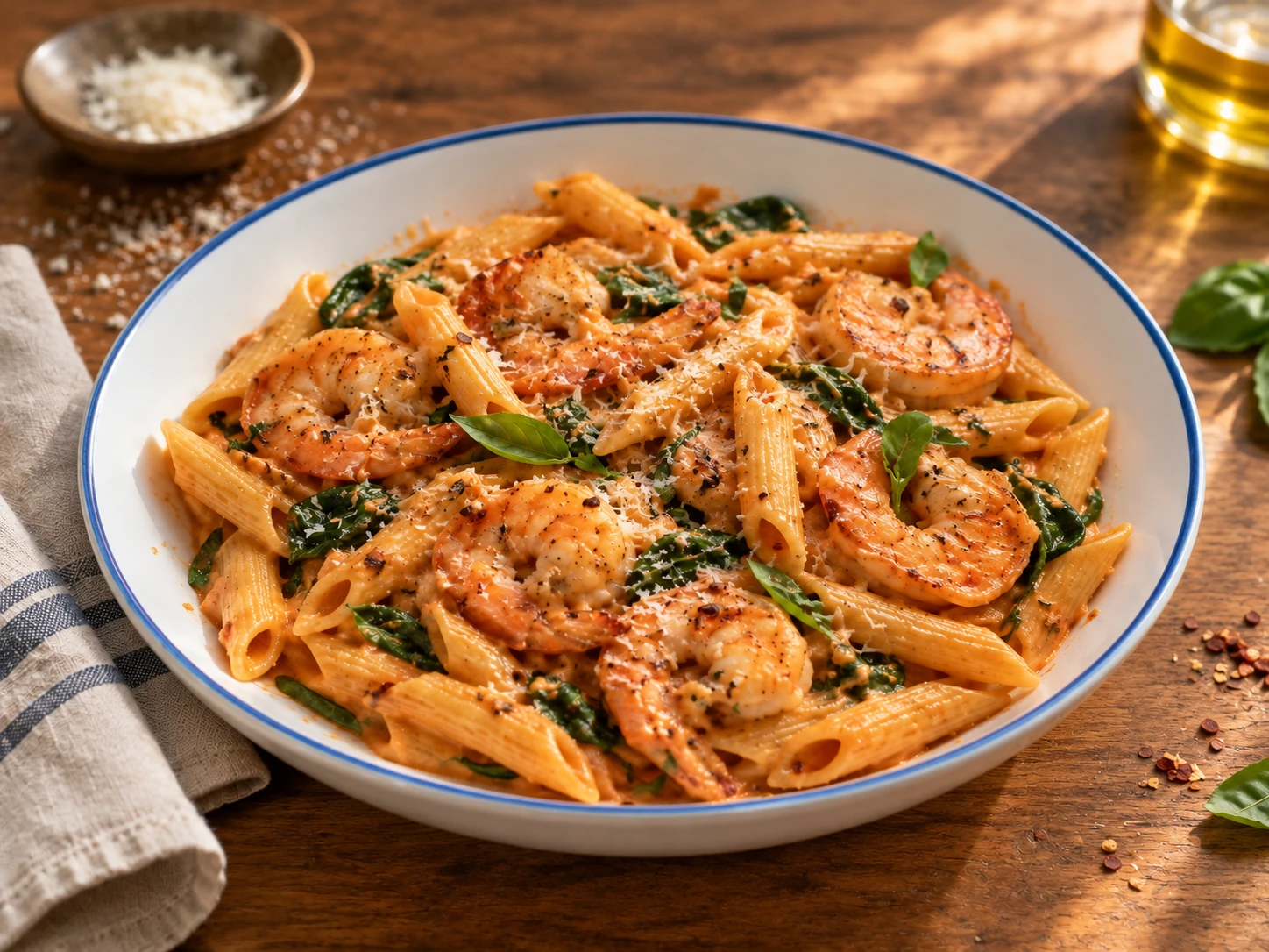 Roasted Red Pepper Shrimp Pasta