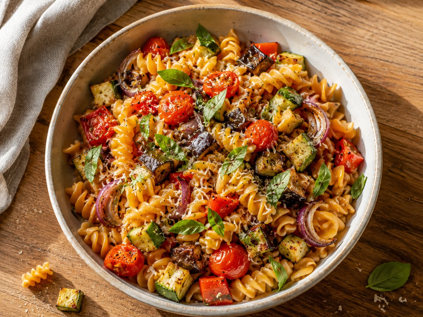 Roasted Vegetable Chickpea Pasta