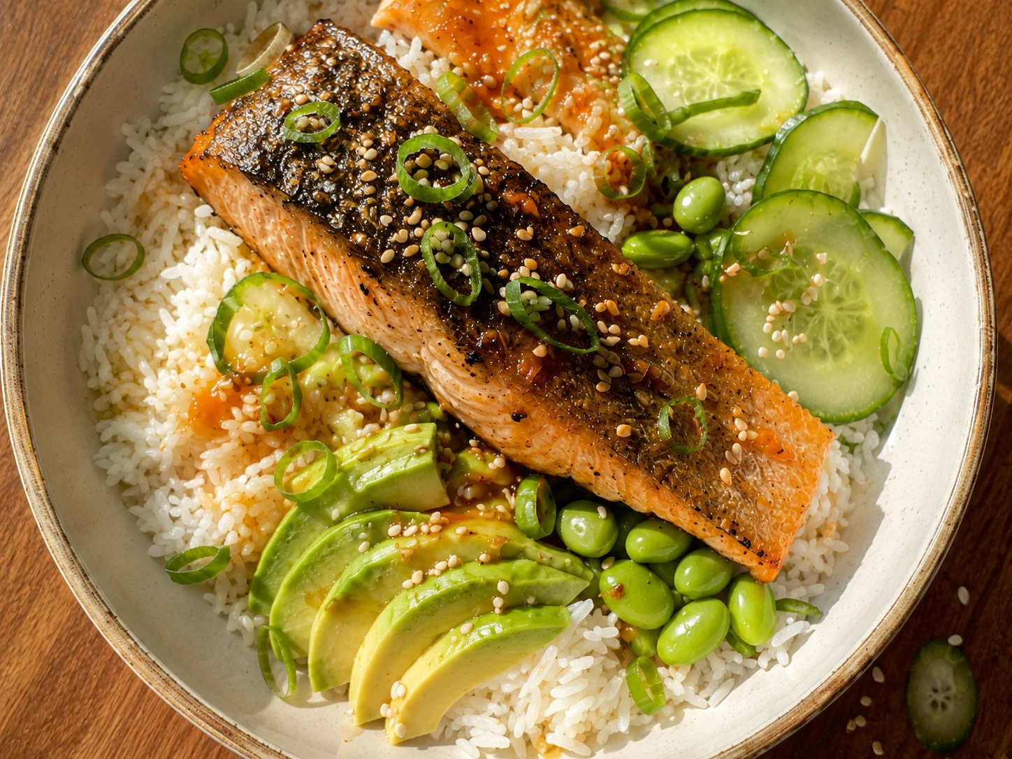 Salmon Avocado Rice Bowl