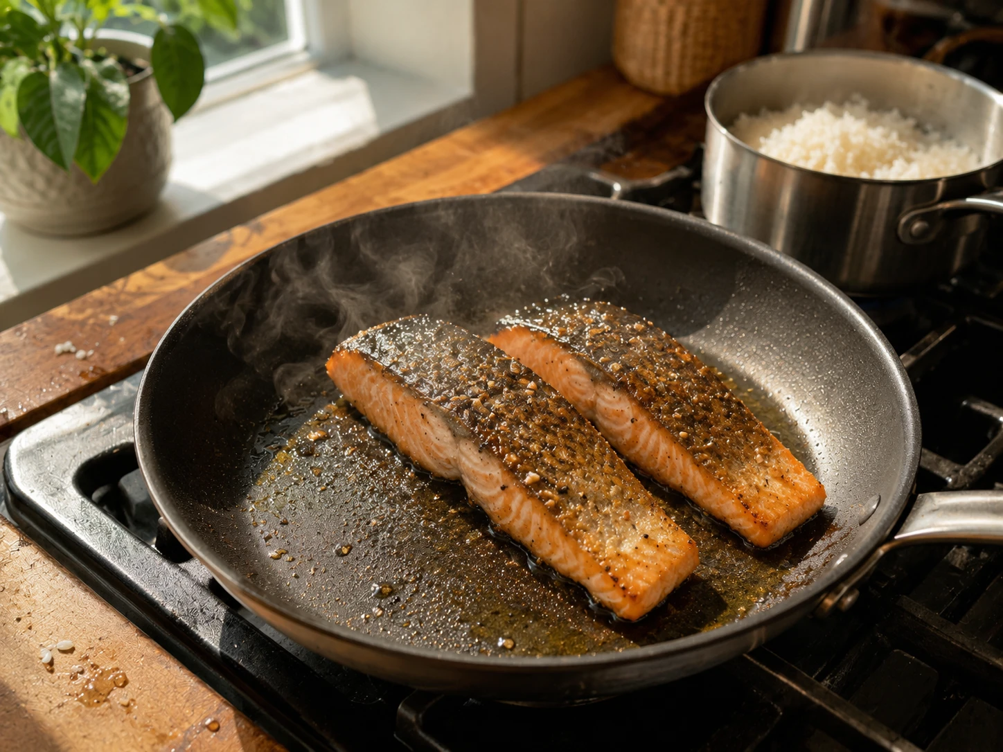Salmon Avocado Rice Bowl preparation