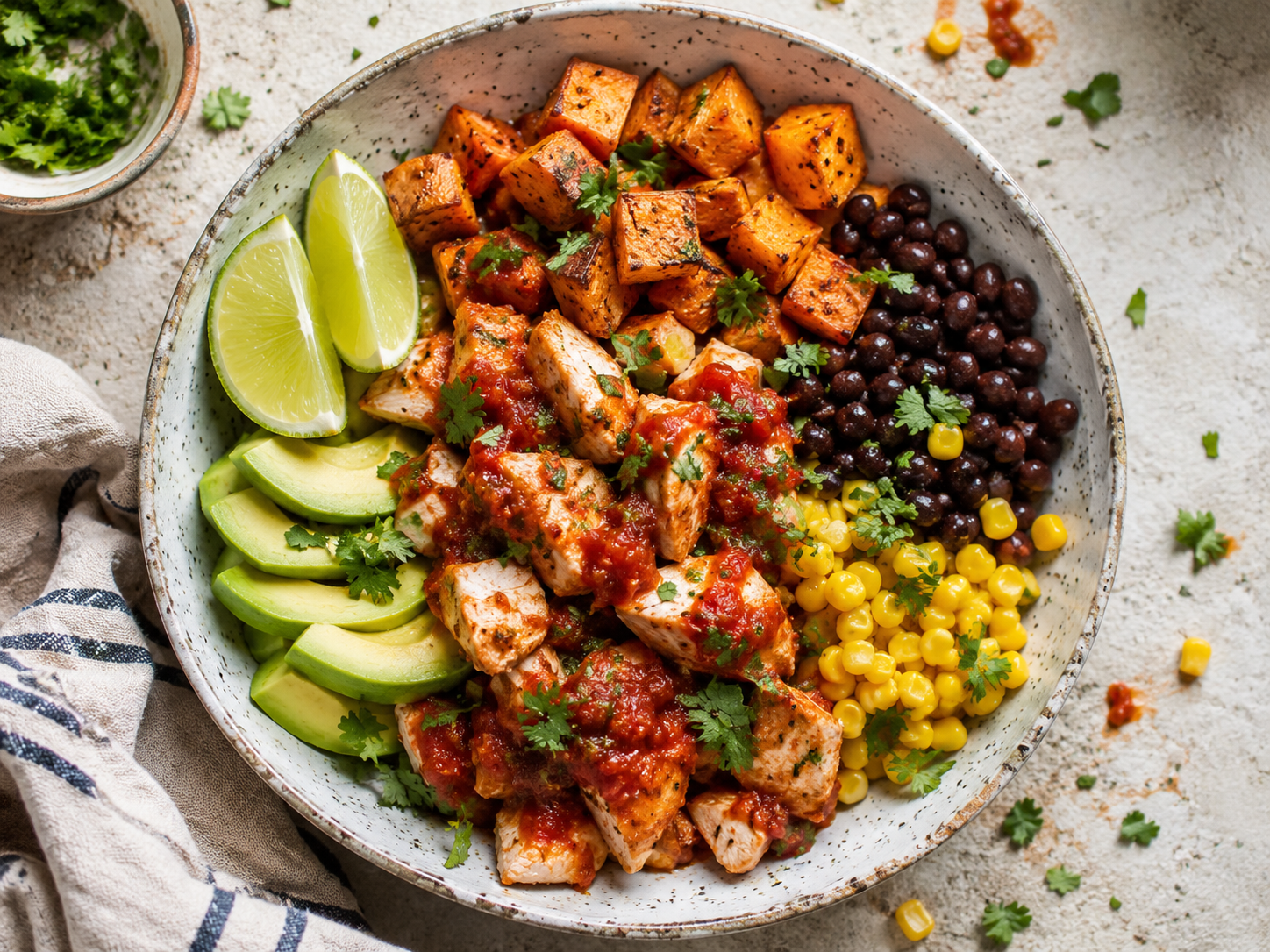 Salsa Chicken Sweet Potato Bowl