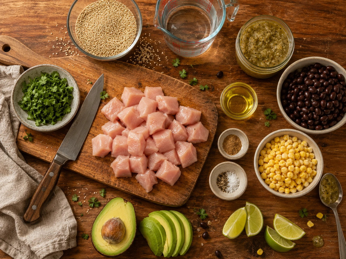 Salsa Verde Chicken Quinoa Bowls preparation