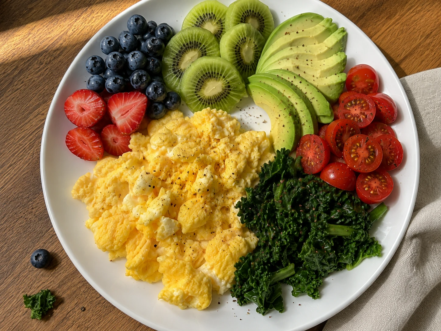 Scrambled Egg Breakfast Protein Plate aerial view