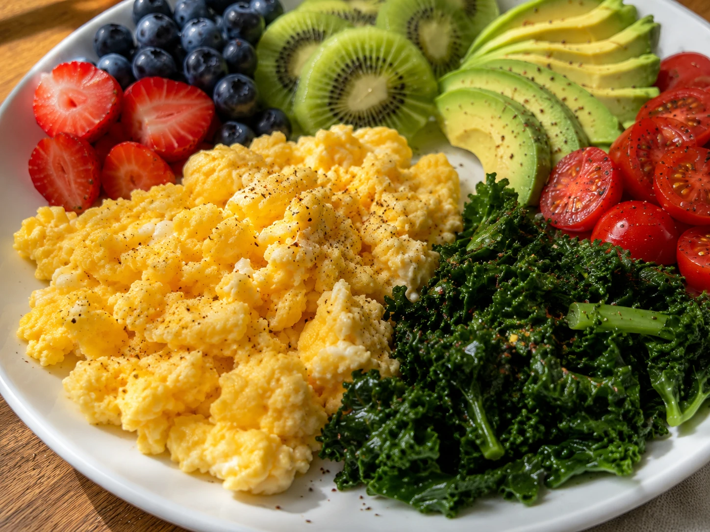 Scrambled Egg Breakfast Protein Plate close up
