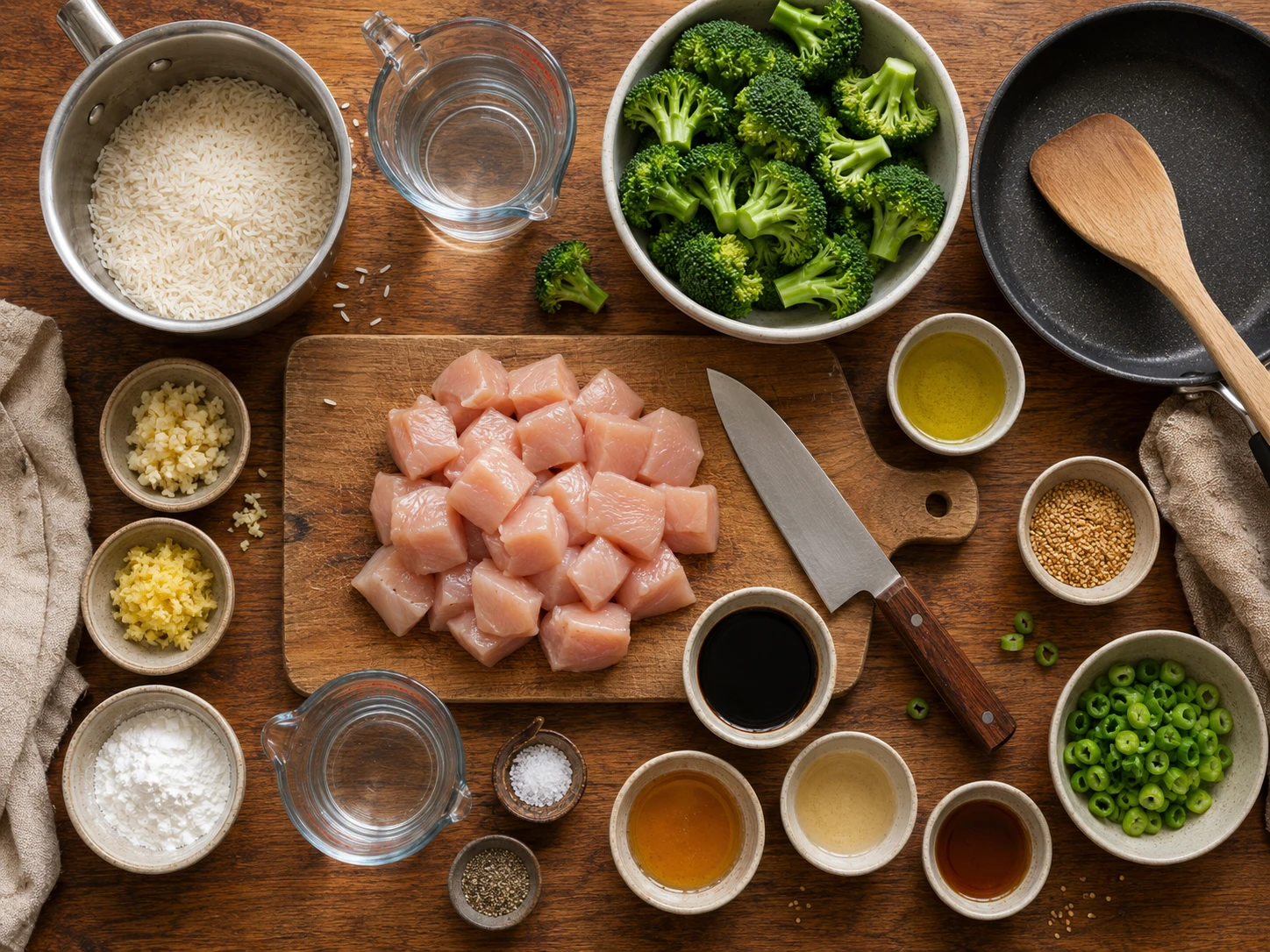 Sesame Chicken Broccoli Bowls preparation