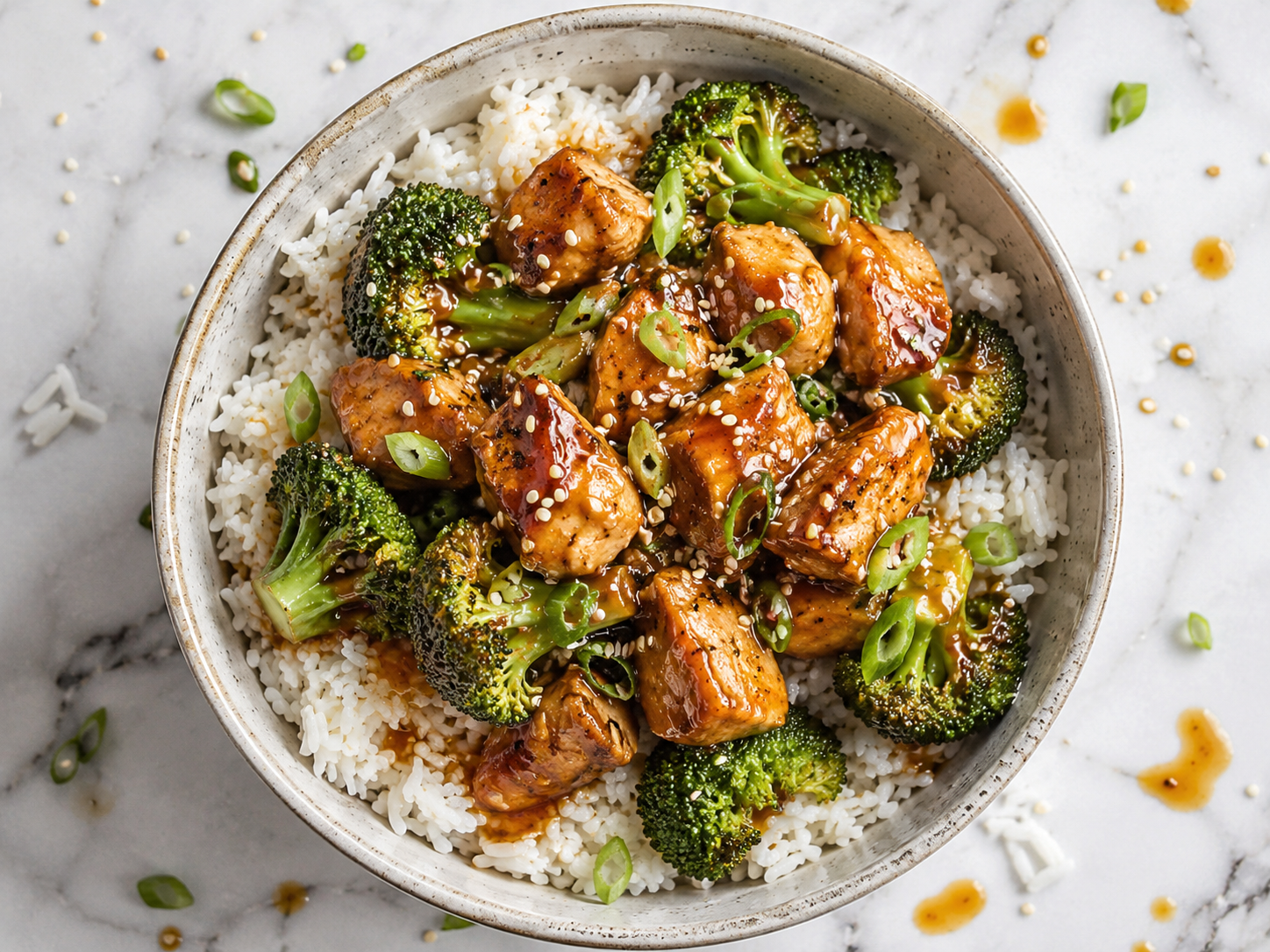 Sesame Chicken Broccoli Rice Bowls