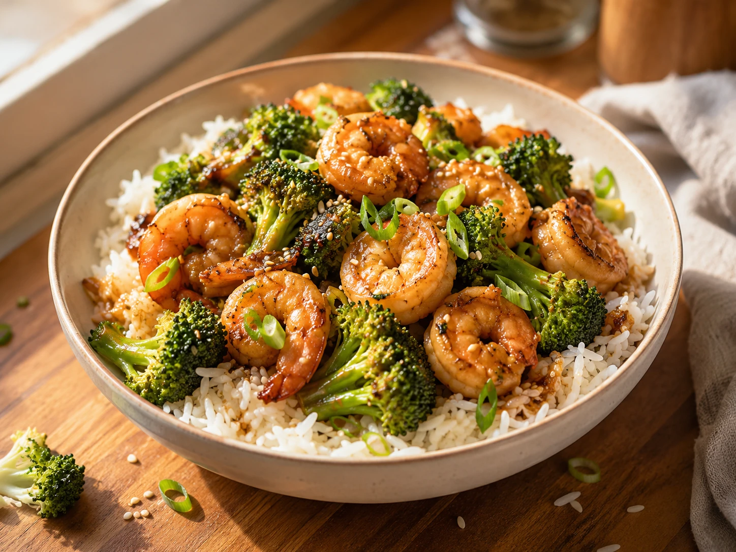 Shrimp and Broccoli Stir Fry Bowls