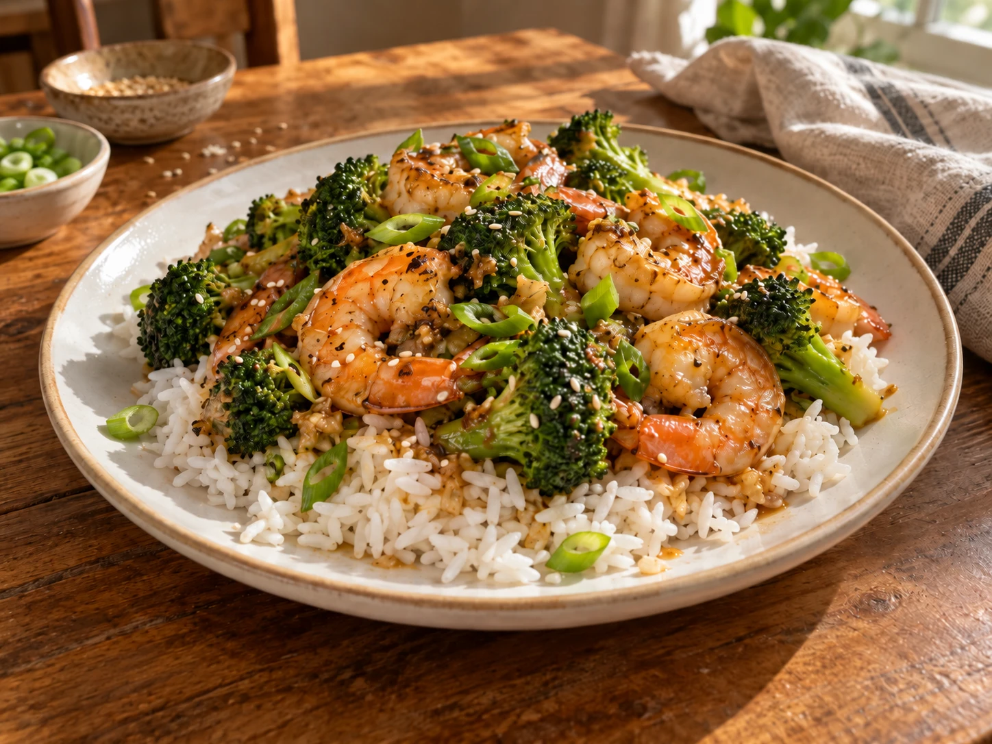 Shrimp and Broccoli Stir Fry Bowls