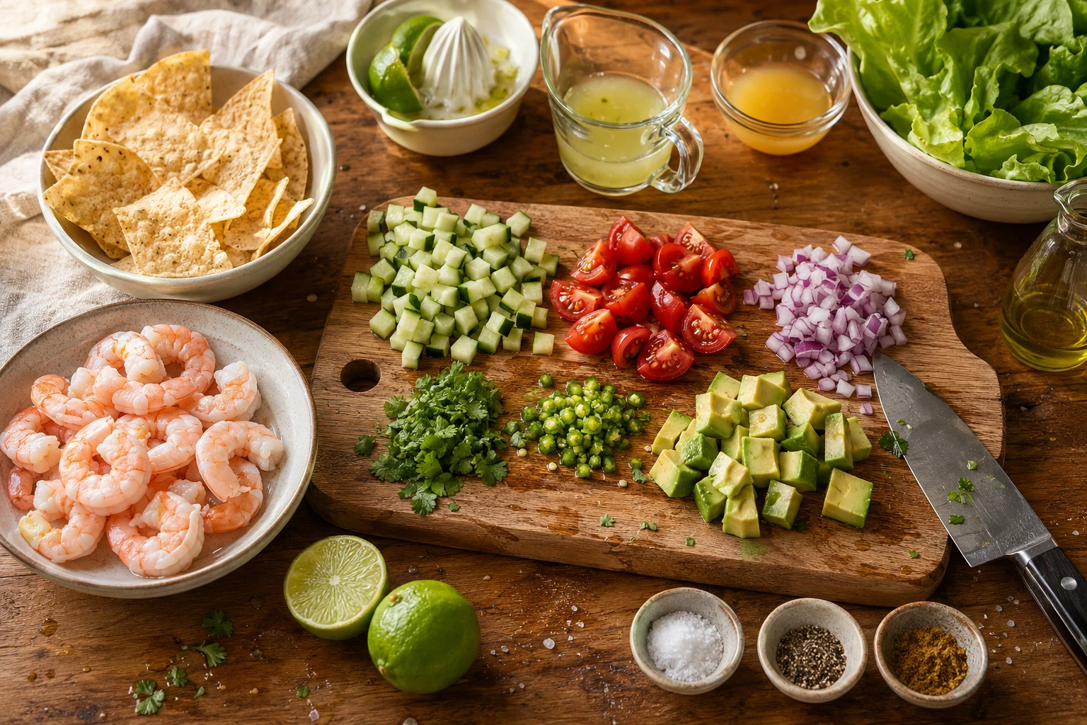 Shrimp Ceviche Avocado Salad preparation