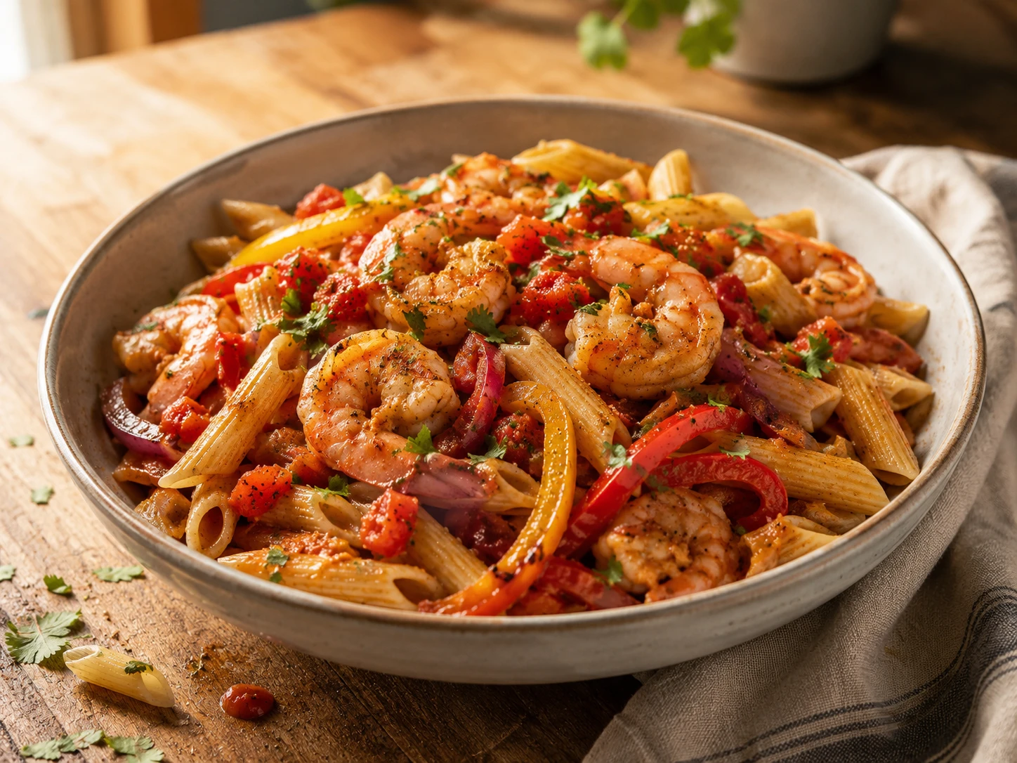 Shrimp Fajita Pasta Bowl
