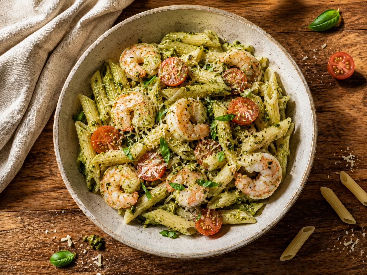 Shrimp Pesto Protein Pasta
