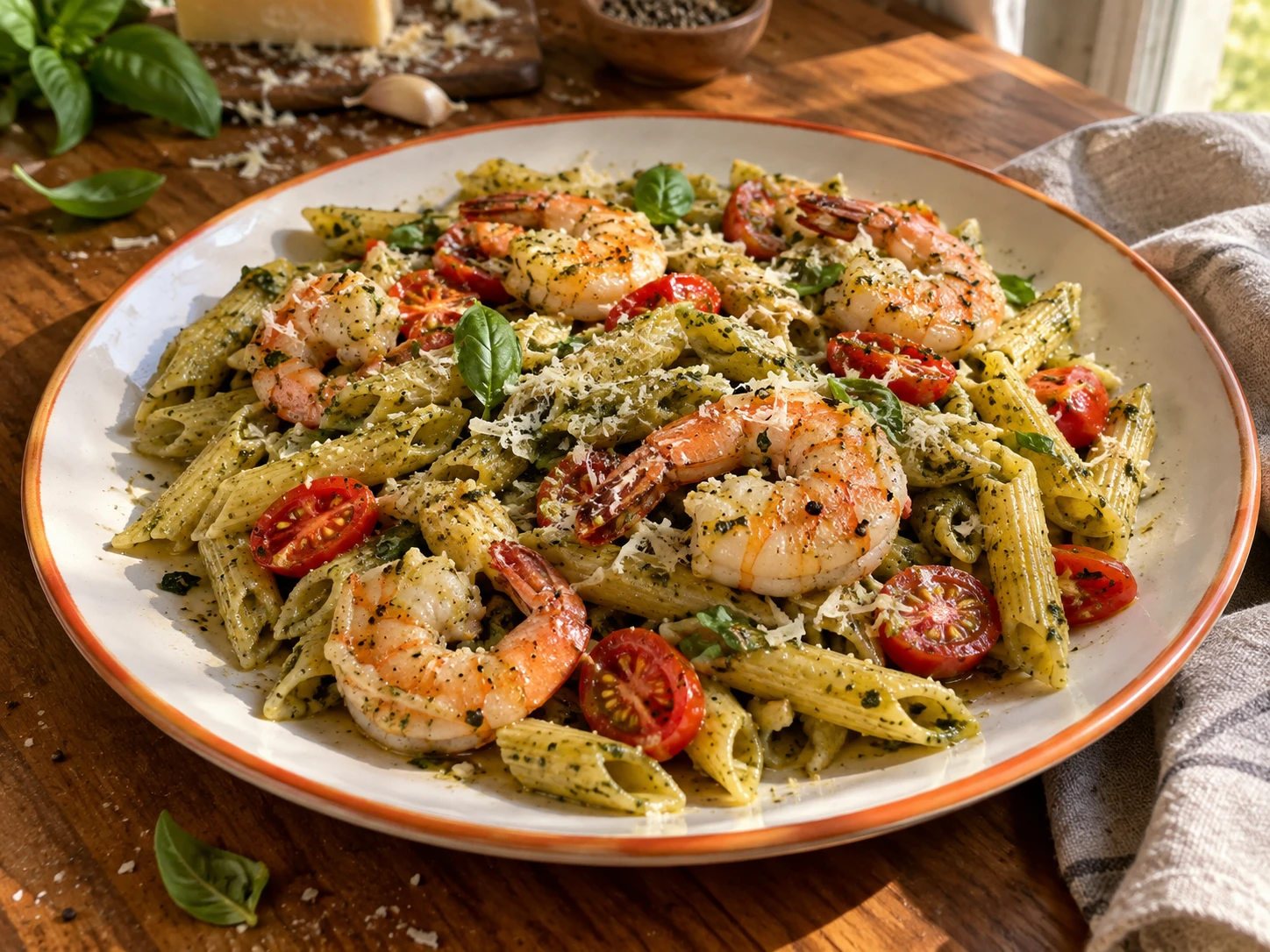 Shrimp Pesto Protein Pasta