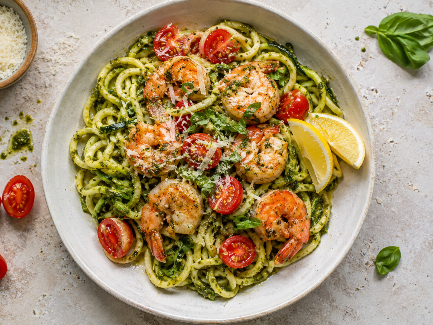 Shrimp Pesto Zucchini Noodles