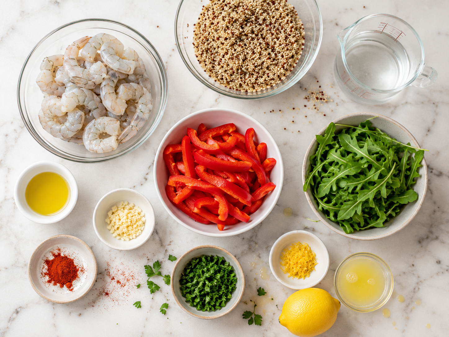 Shrimp Quinoa Meal Prep Bowls preparation