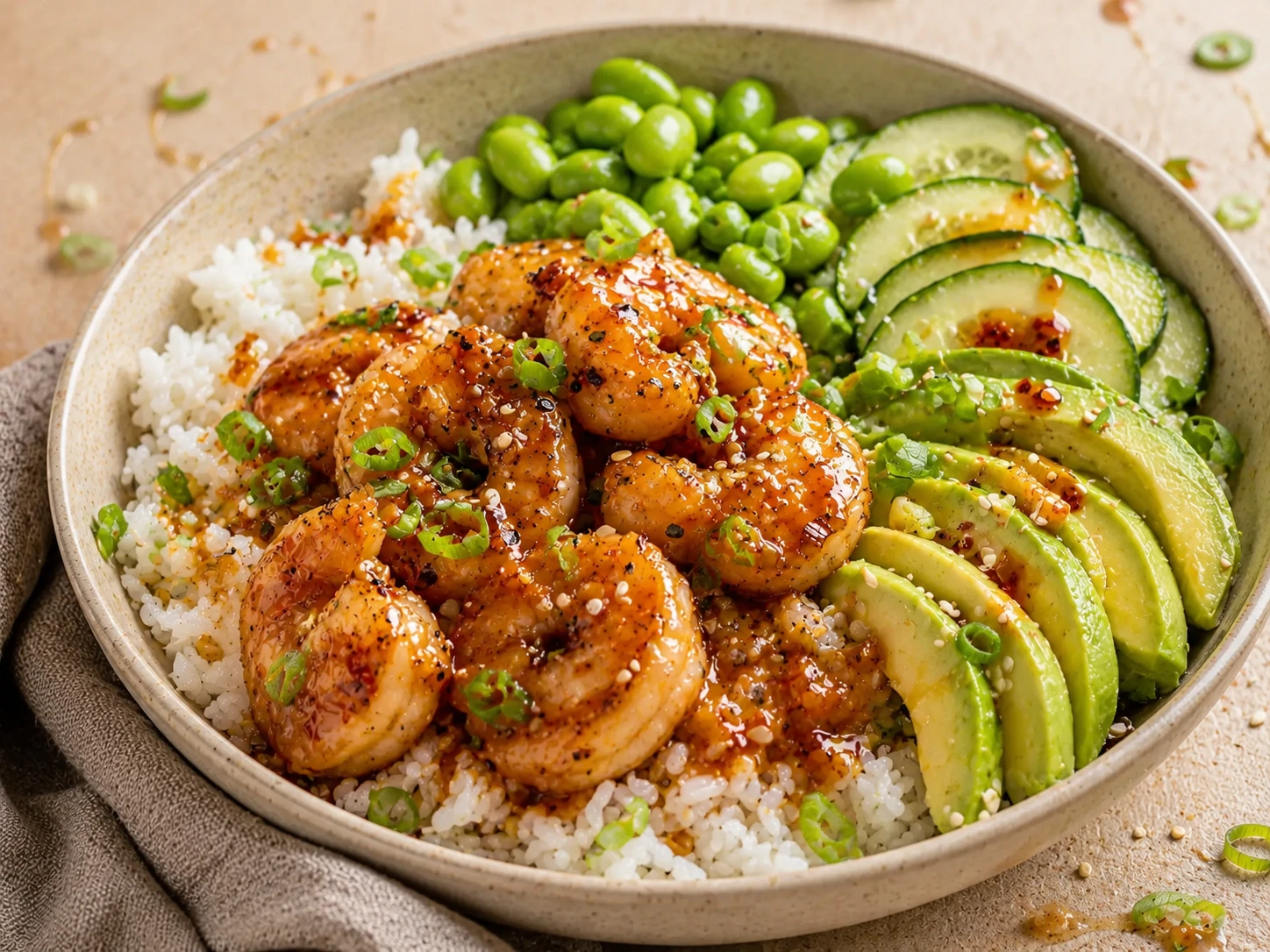 Honey Garlic Shrimp Rice Bowl