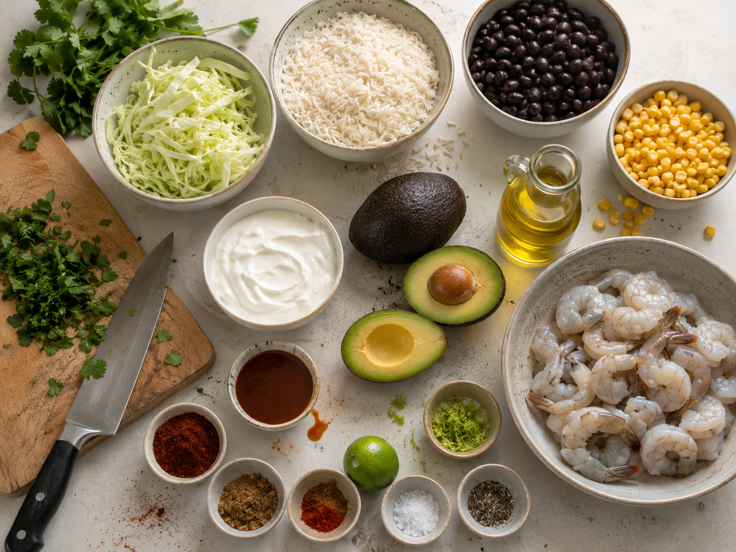 Chili Lime Shrimp Taco Bowls preparation