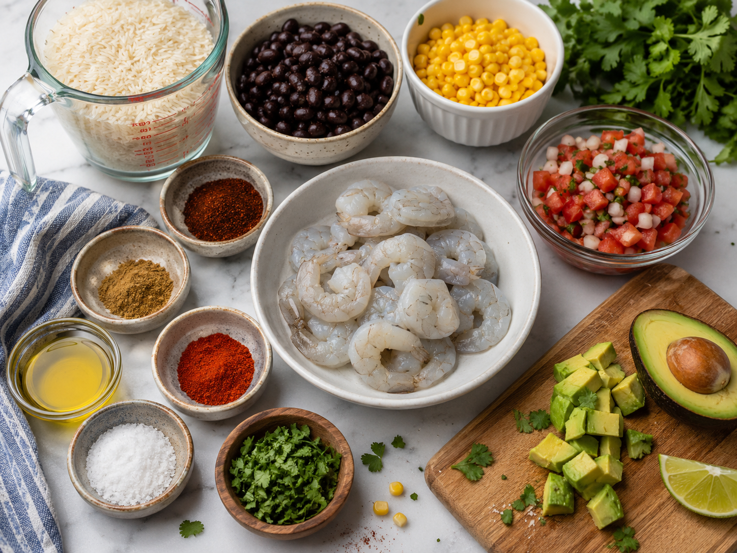 Shrimp Taco Rice Bowls preparation