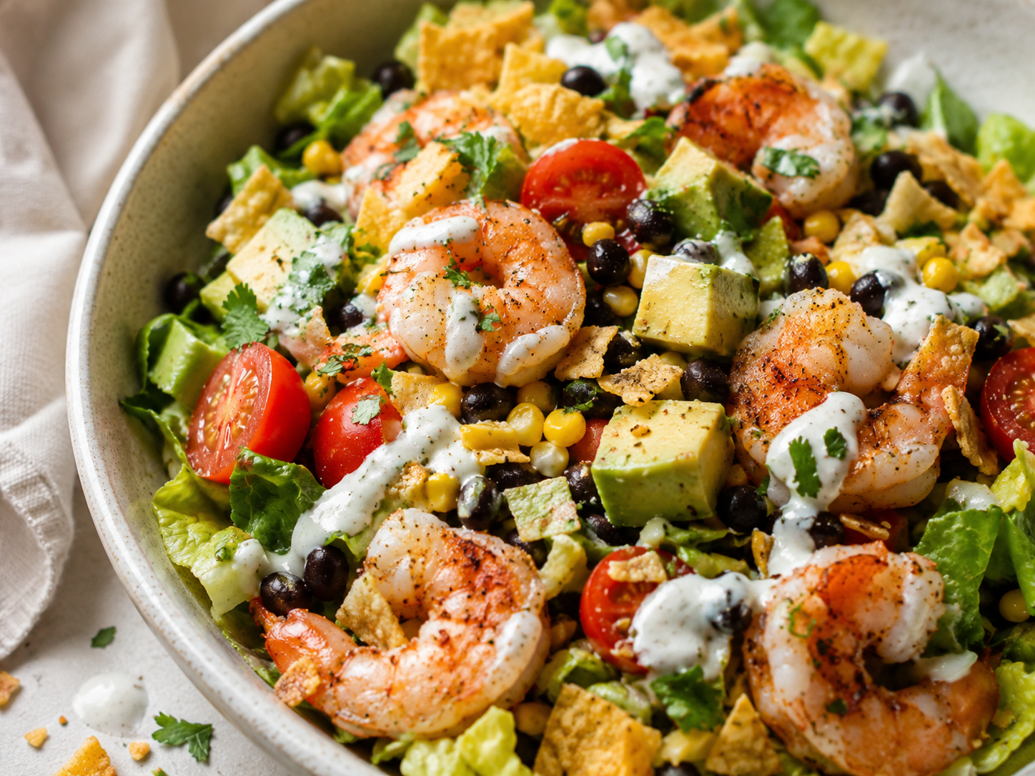 Shrimp Taco Salad Bowl close up