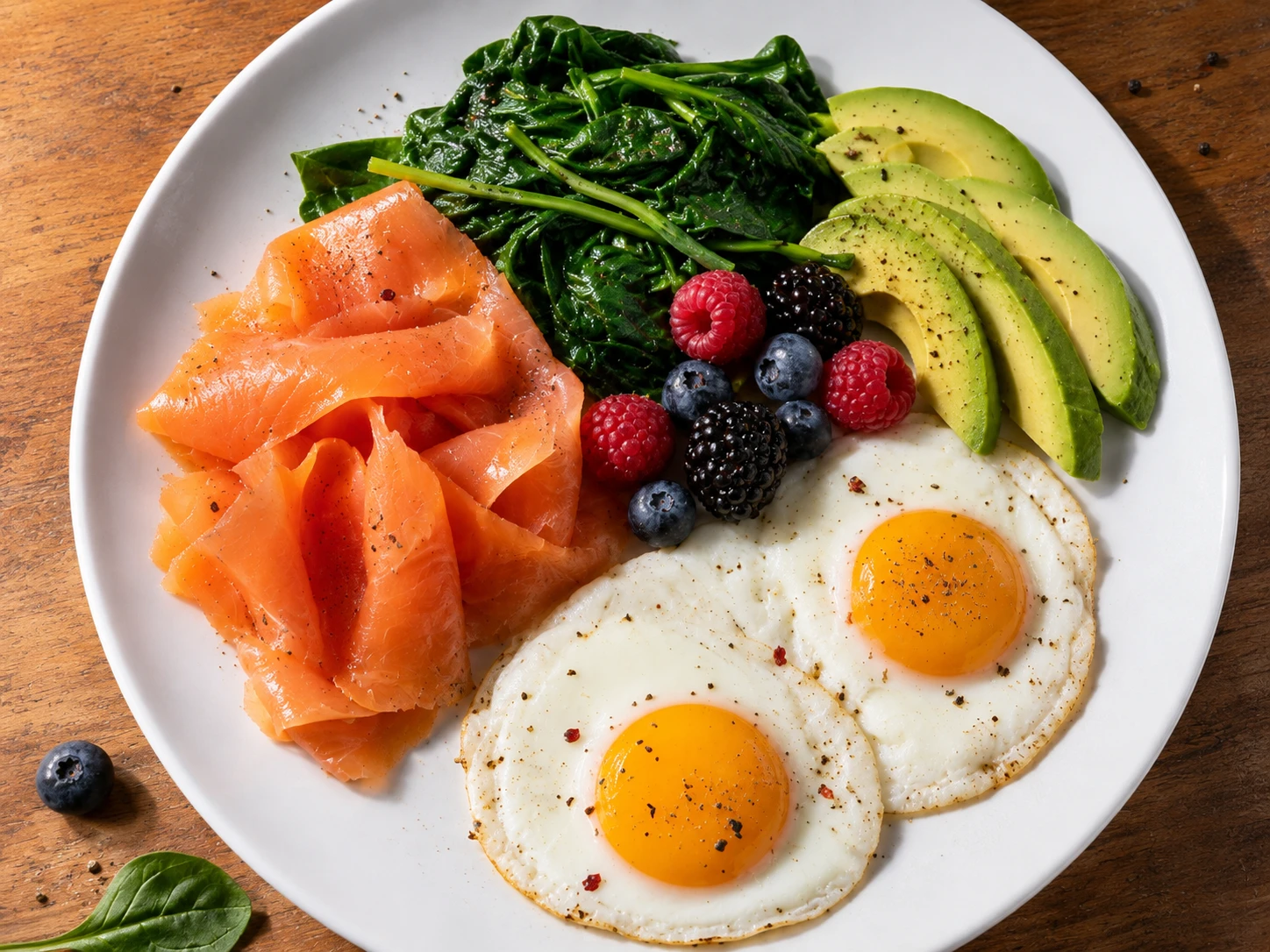 Smoked Salmon and Egg Breakfast Plate aerial view