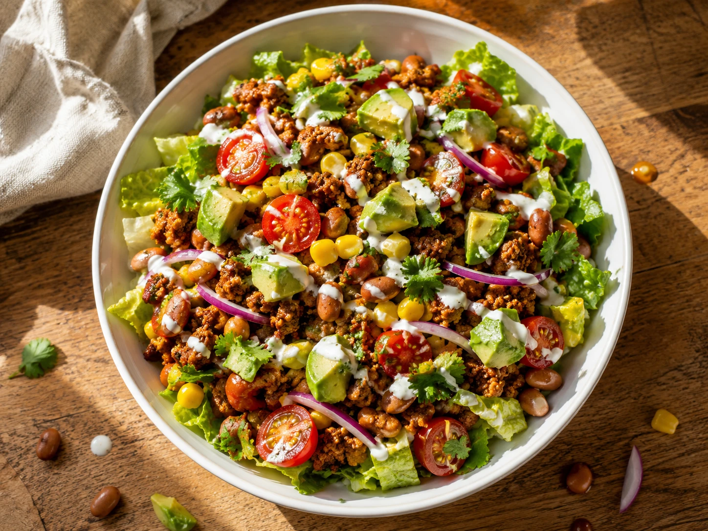 Smoky Pinto Bean Turkey Taco Salad