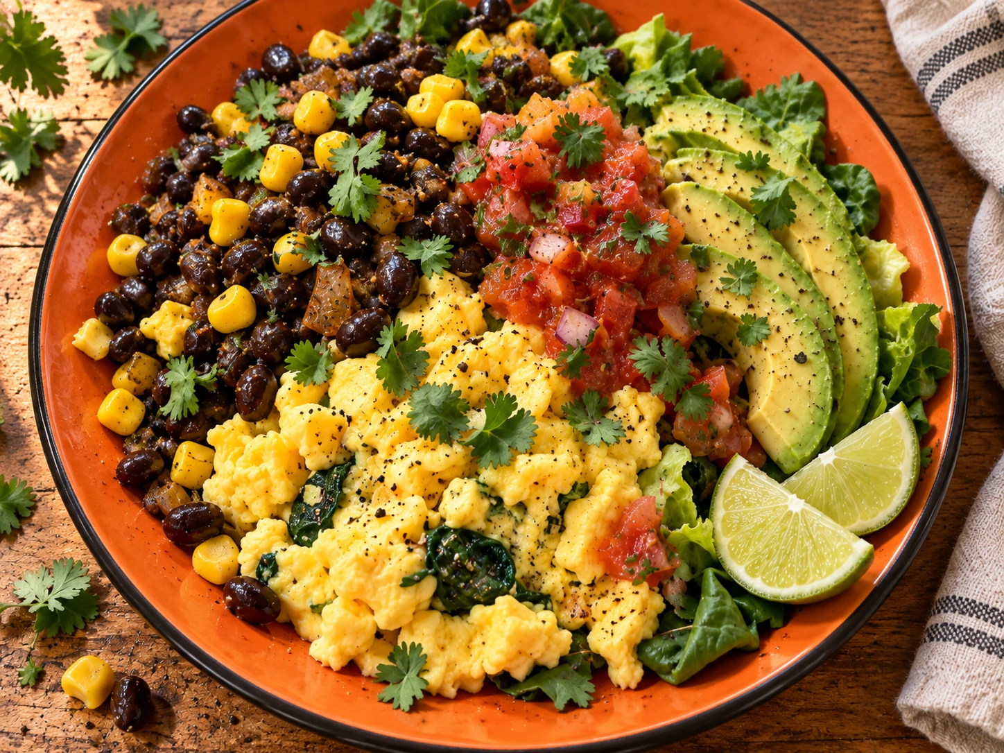 Southwest Black Bean Egg Bowl aerial view