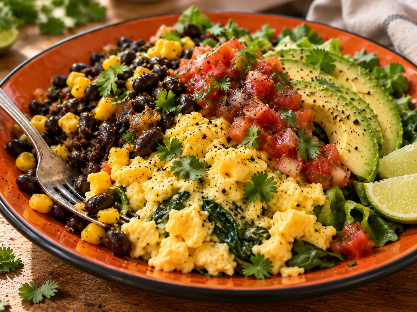 Southwest Black Bean Egg Bowl close up