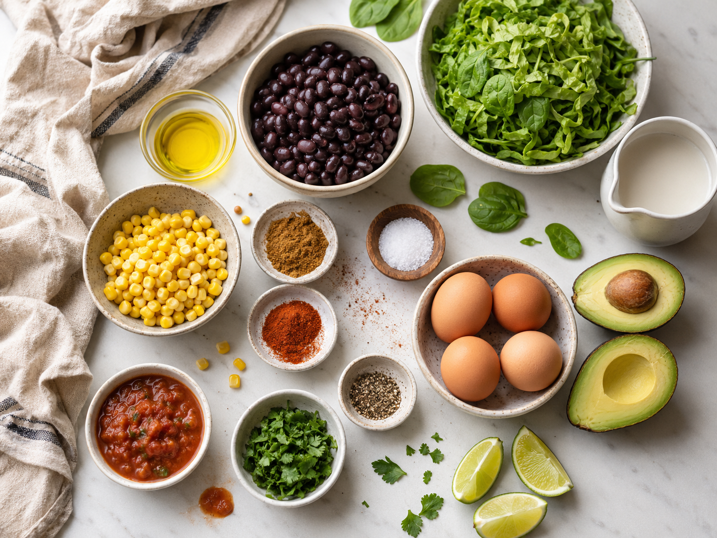 Southwest Black Bean Egg Bowl preparation