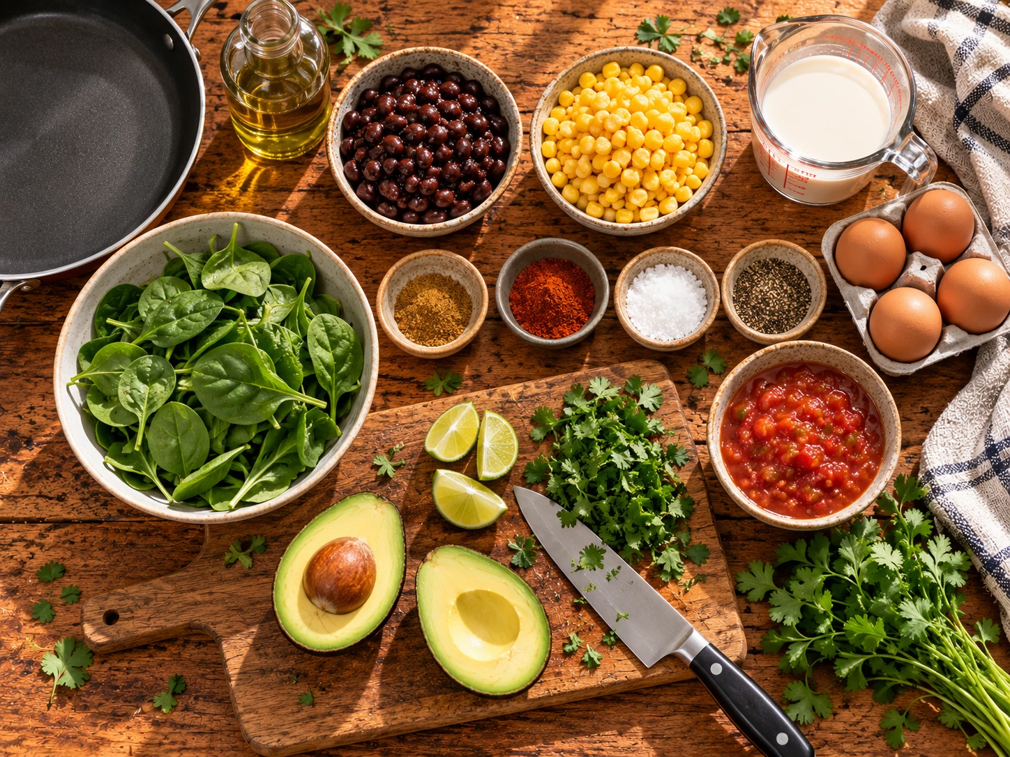 Southwest Black Bean Egg Bowl preparation